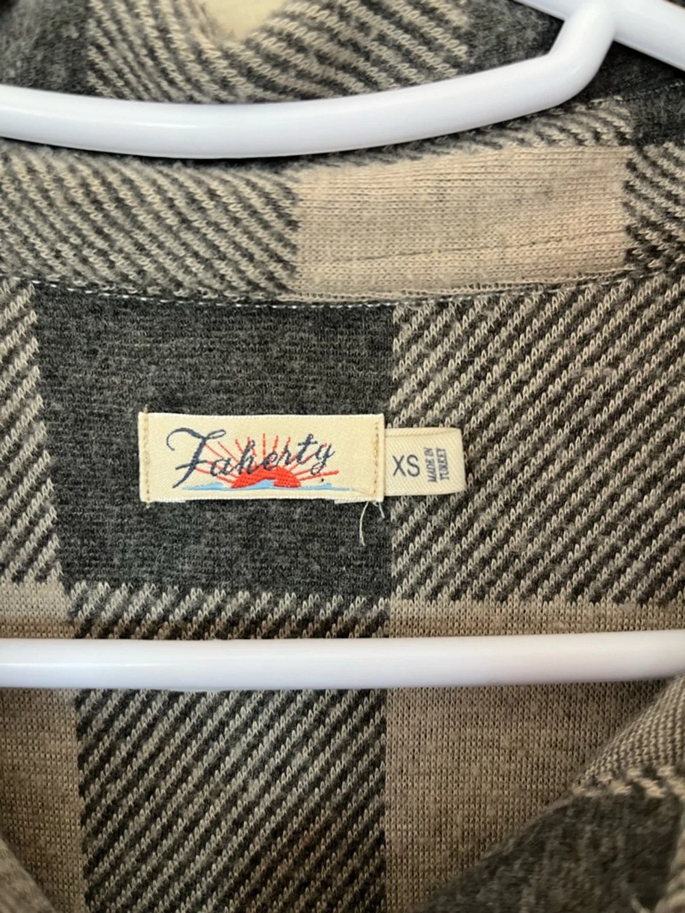 Faherty Black & Cream Plaid Button-Down Shirt Jacket - Picture 3 of 5